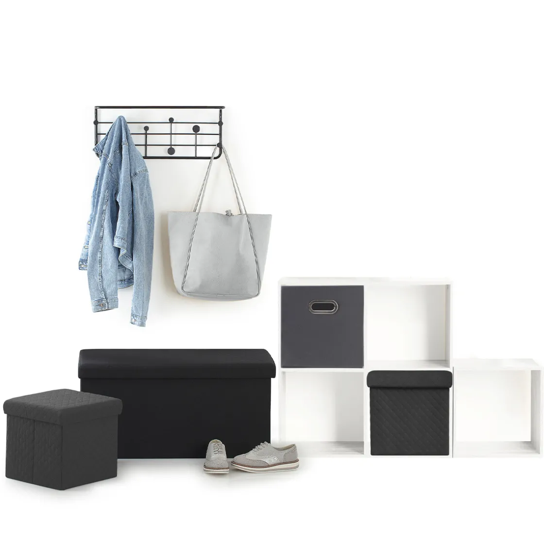 5five Pouf pliable 31x31 cm, Velours Gris