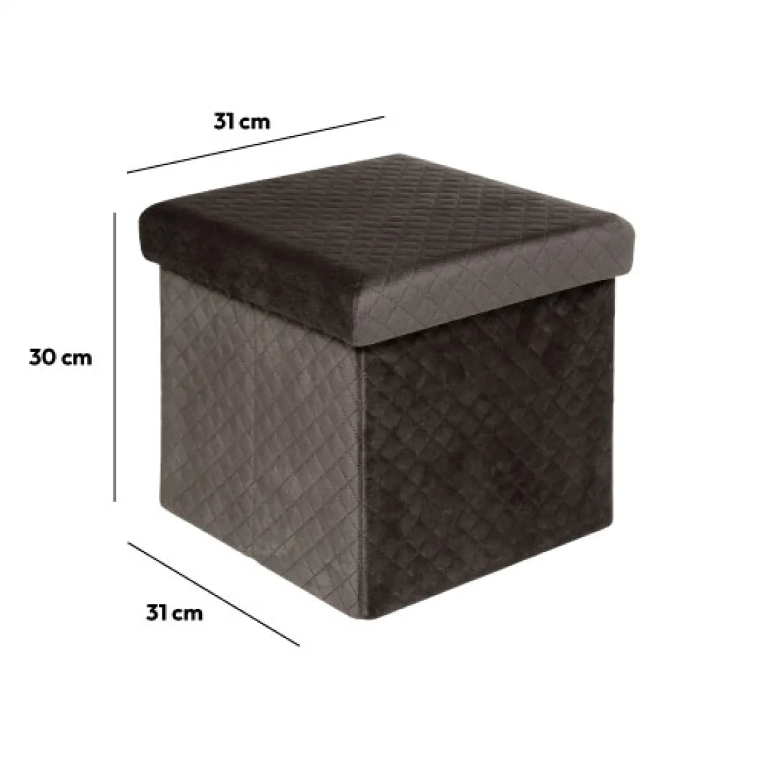 5five Pouf pliable 31x31 cm, Velours Gris