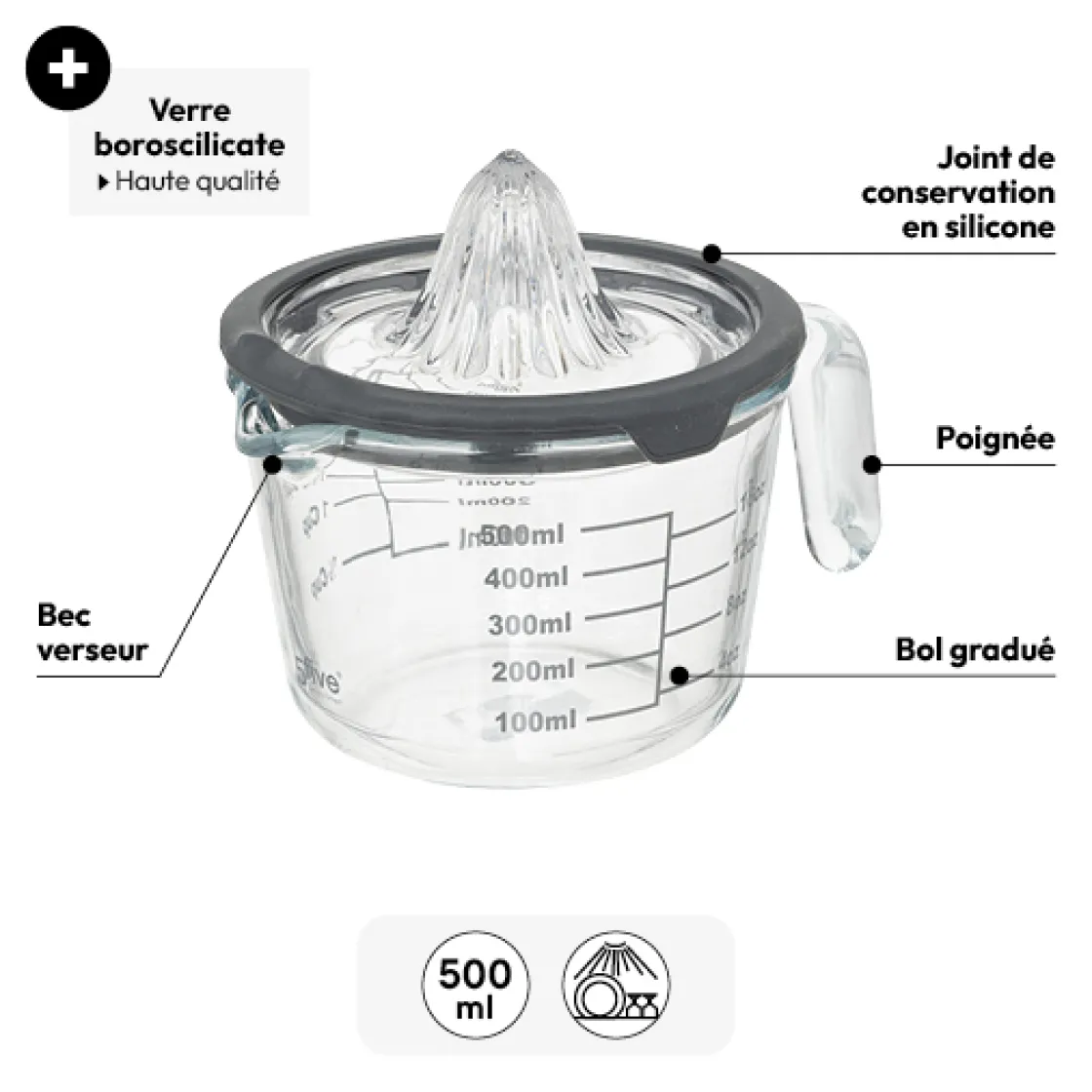 5five Presse-agrume avec verre doseur, 500 ml