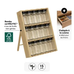 5five Présentoir à épices 15 pots, Bambou