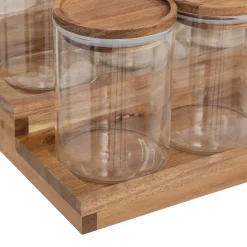 5five Présentoir à épices avec lot de 9 bocaux, Acacia