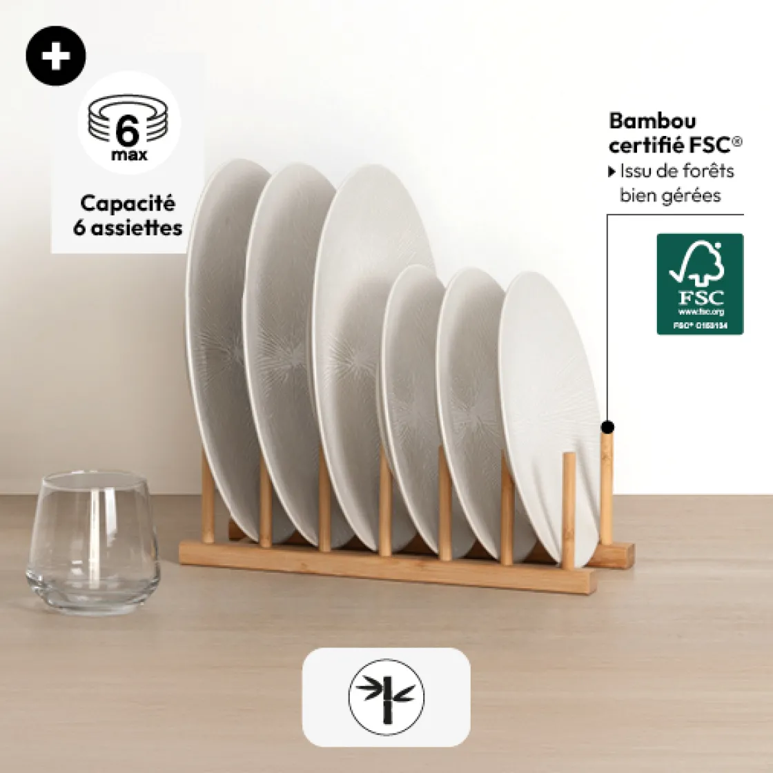 5five Rack 6 assiettes, Bambou