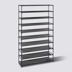 5five Range-chaussures 10 niveaux, Tissu noir