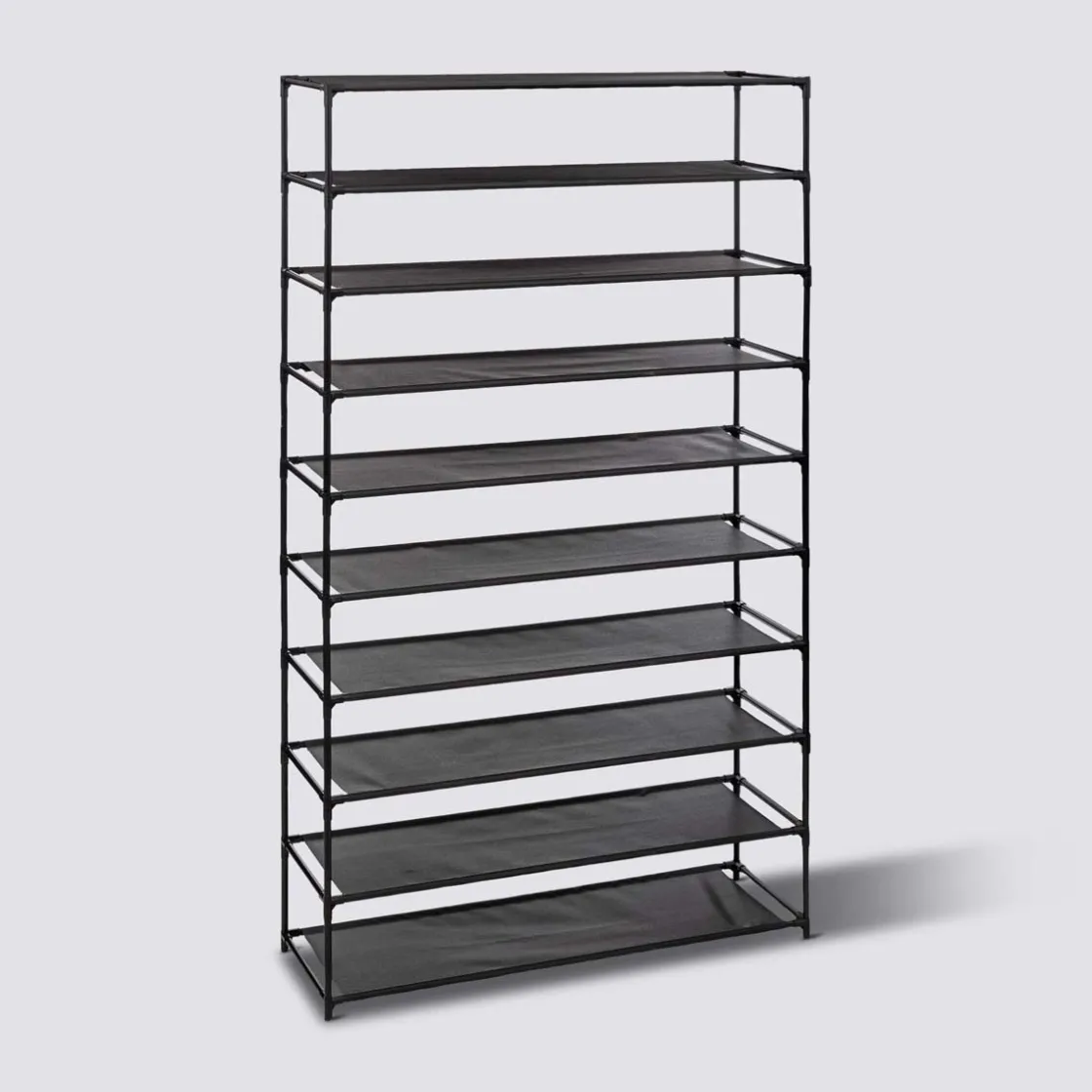 5five Range-chaussures 10 niveaux, Tissu noir