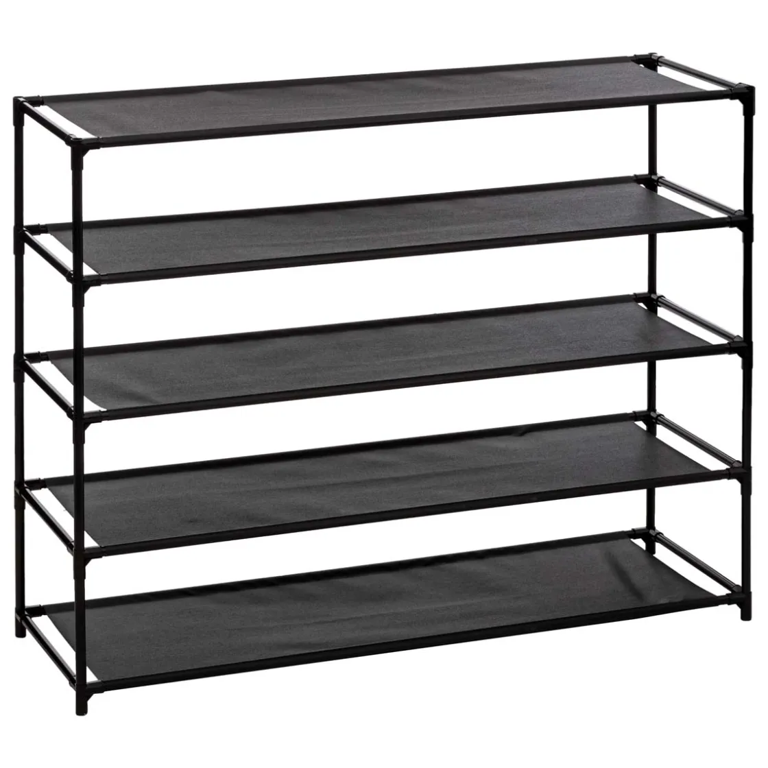 5five Range-chaussures 10 niveaux, Tissu noir