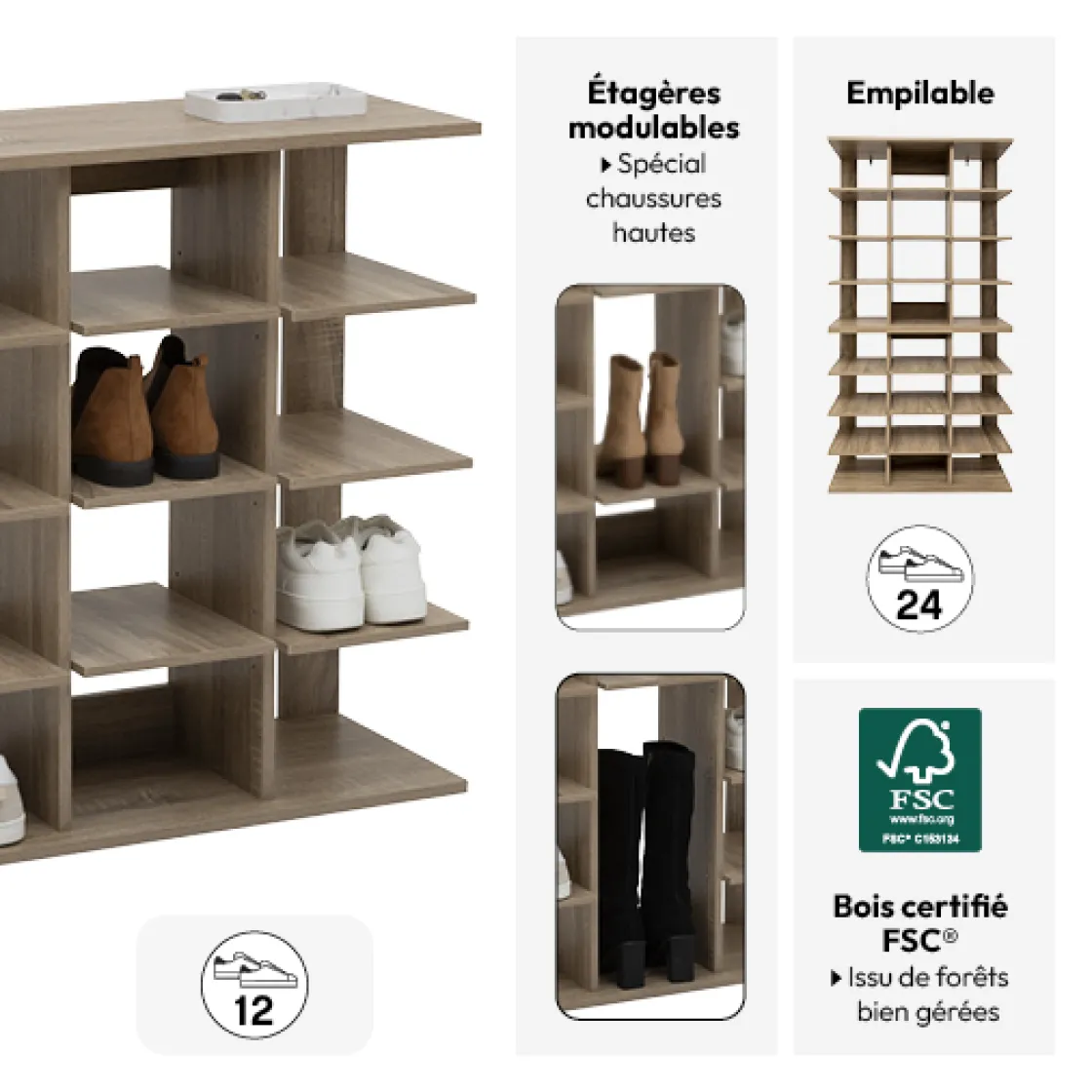 5five Range-chaussures 12 paires