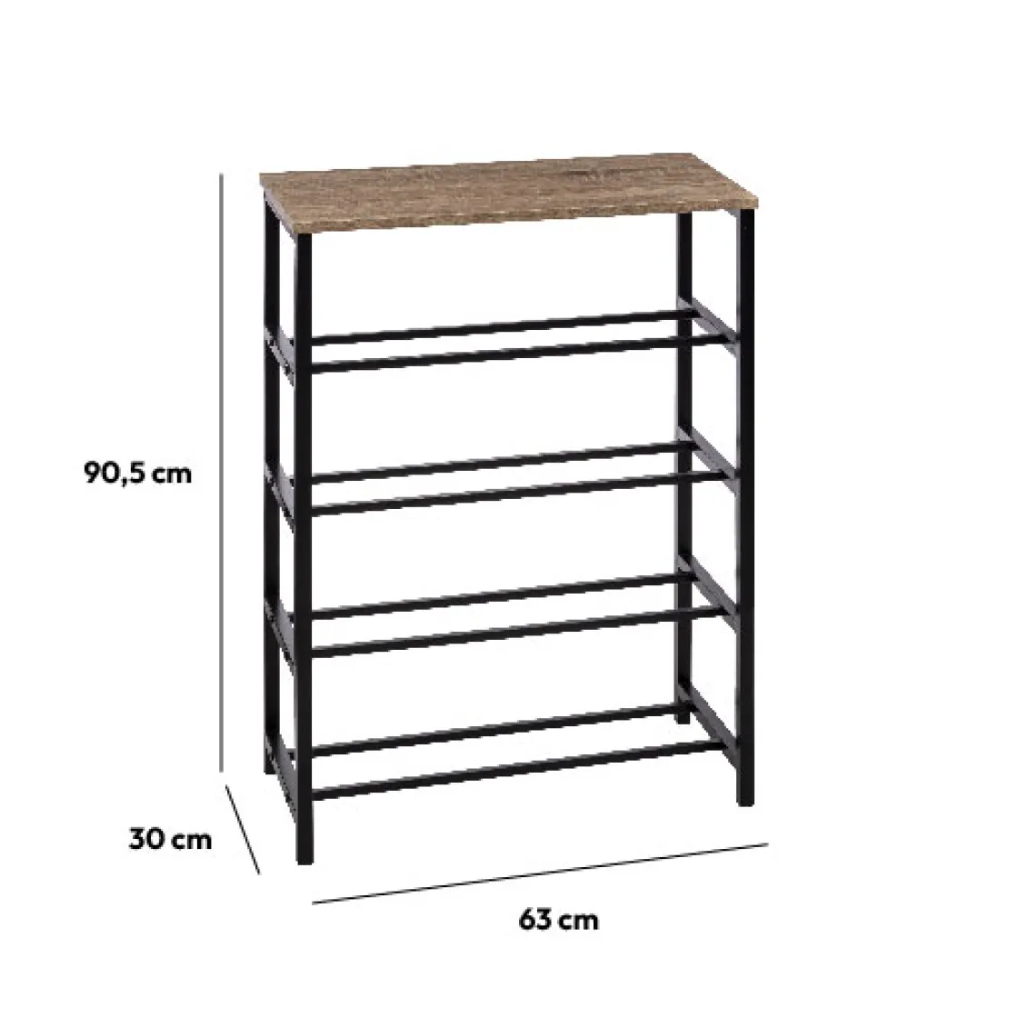 5five Range-chaussures console, Effet chêne naturel