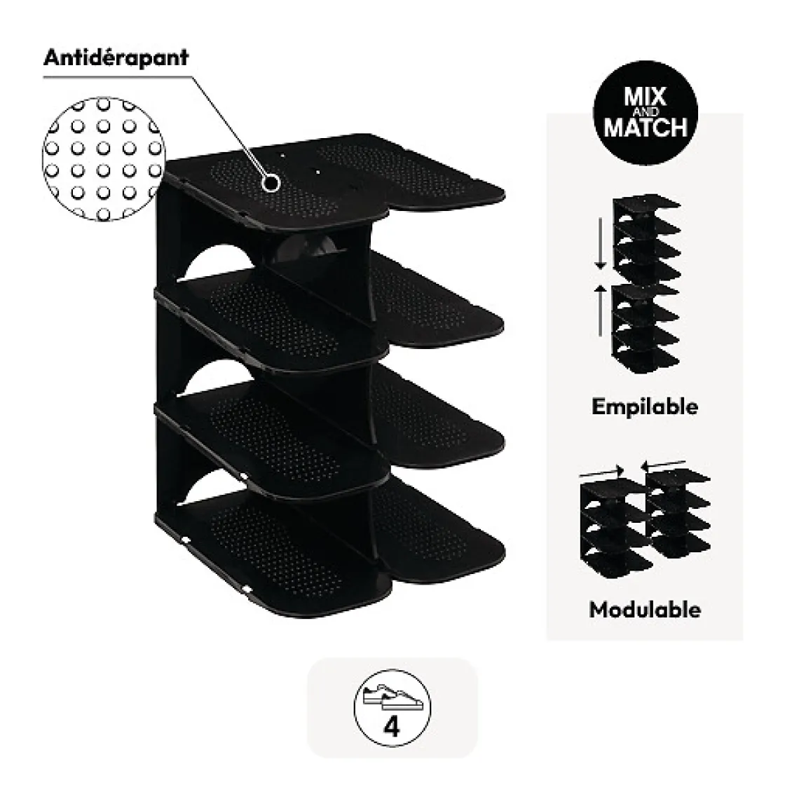 5five Range-chaussures x4, Plastique