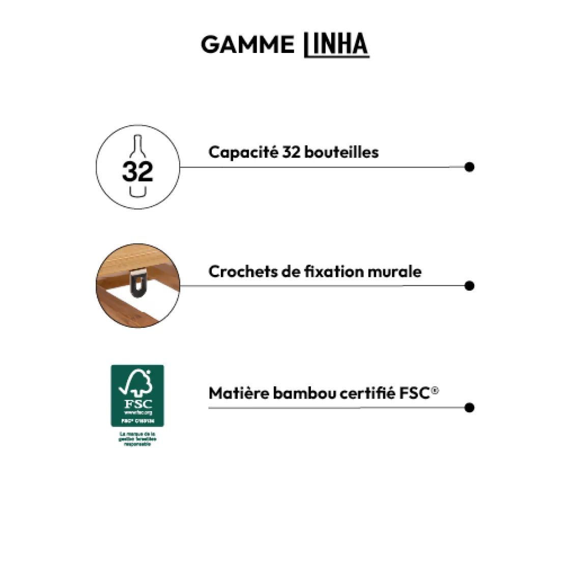 5five Rangement 32 bouteilles, Bambou