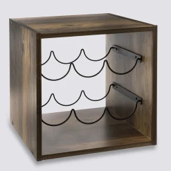 5five Rangement 6 bouteilles indus, Effet bois foncé