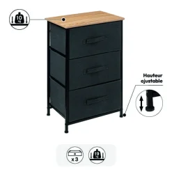 5five Rangement 3 tiroirs, Gris foncé