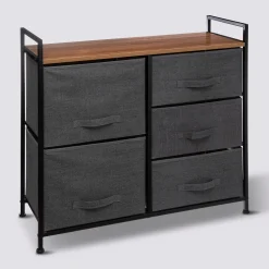 5five Rangement 5 tiroirs tissu, Gris anthracite