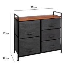 5five Rangement 5 tiroirs tissu, Gris anthracite