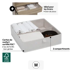 5five Rangement tiroir 2 compartiments, Beige