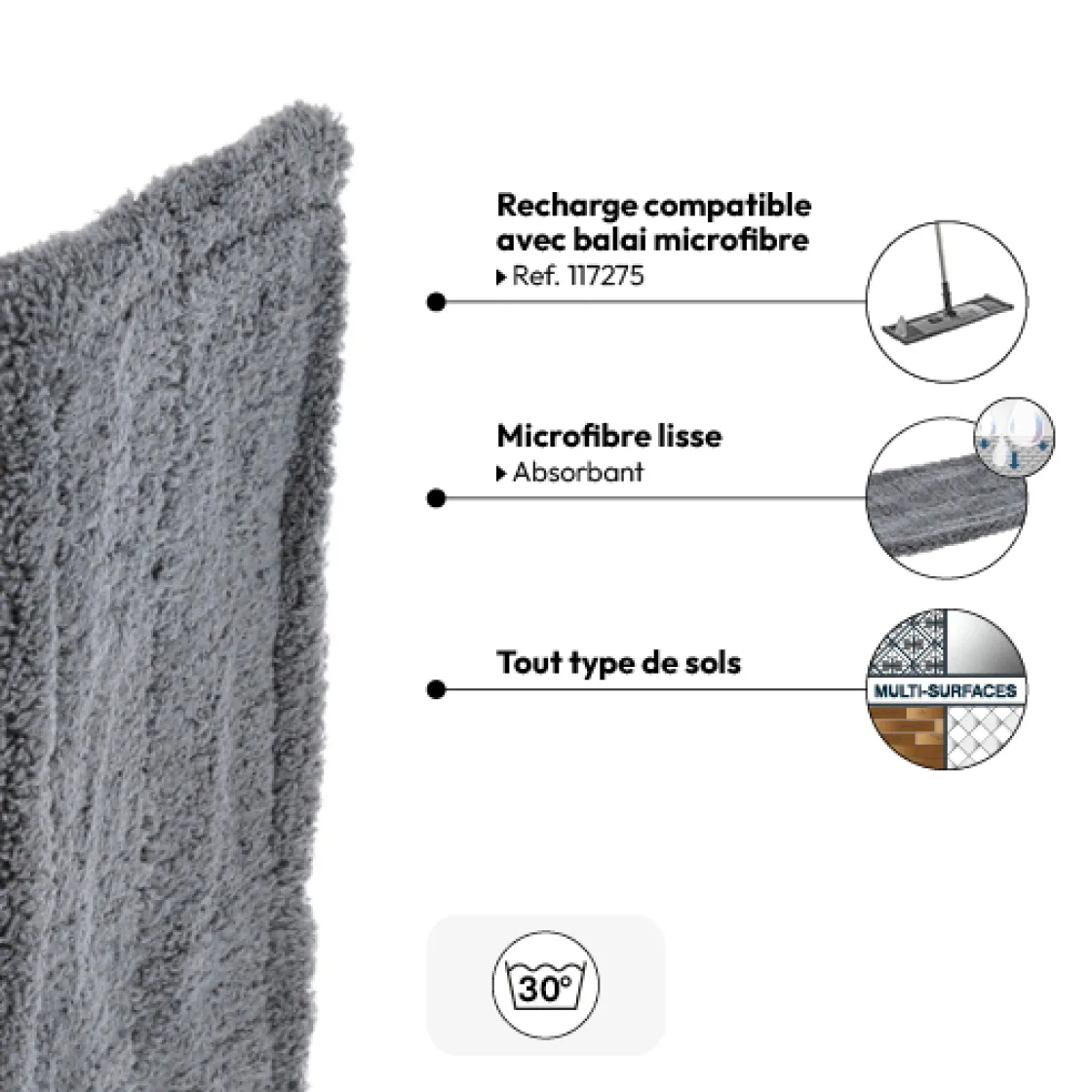 5five Recharge microfibre lisse balai télescopique