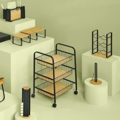 5five Resserre à roulettes 3 étages, Noir