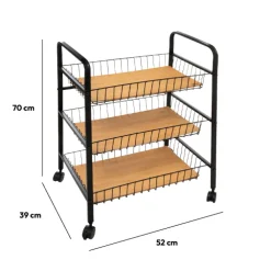 5five Resserre à roulettes 3 étages, Noir