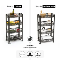 5five Resserre avec paniers 4 niveaux, Noir