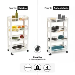 5five Resserre avec paniers 4 niveaux, Blanc