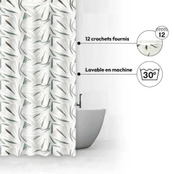 5five Rideau de douche, Blanc et vert