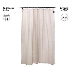 5five Rideau de douche 180x200cm, Beige naturel