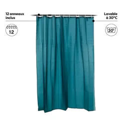 5five Rideau de douche 180x200cm, Bleu pétrole