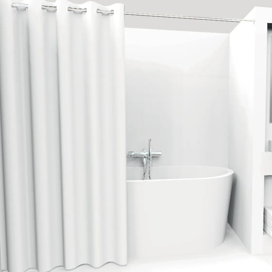 5five Rideau de douche 180x200cm, Gris