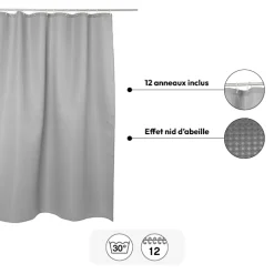 5five Rideau de douche 180x200cm, Gris