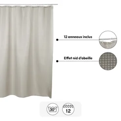 5five Rideau de douche 180x200cm, Taupe