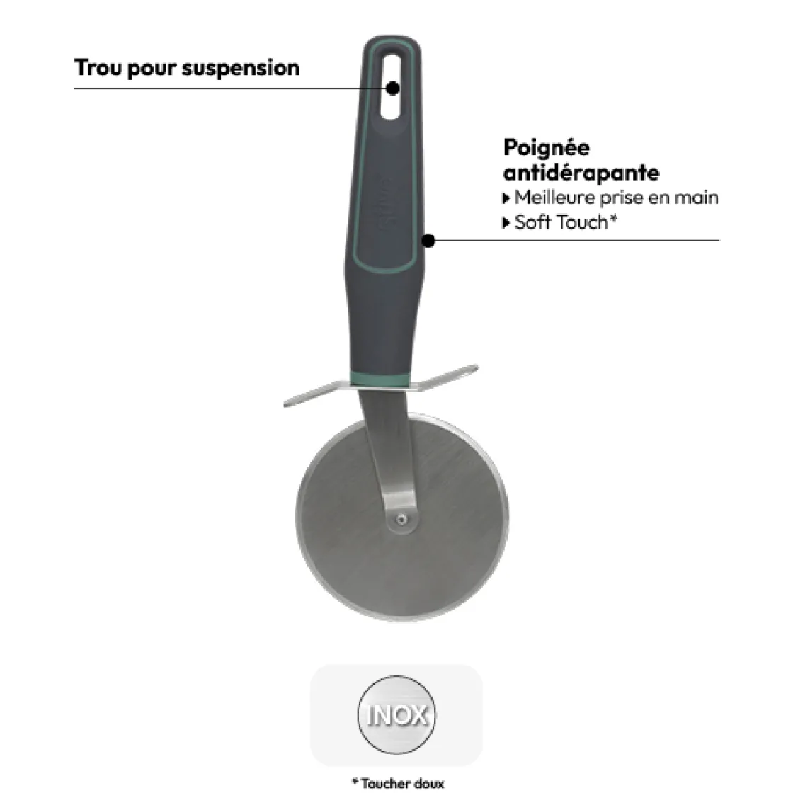 5five Roulette à pizza, Inox