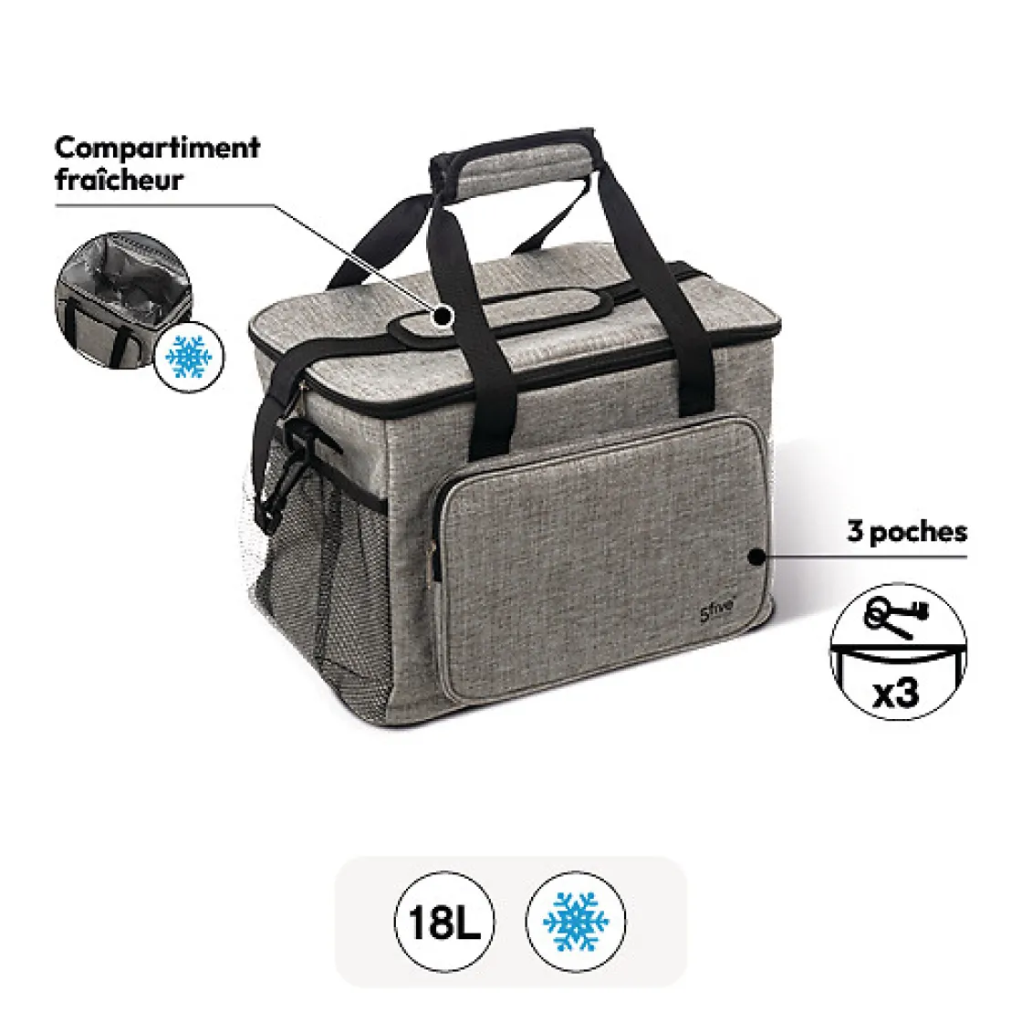 5five Sac isotherme 20L, Gris