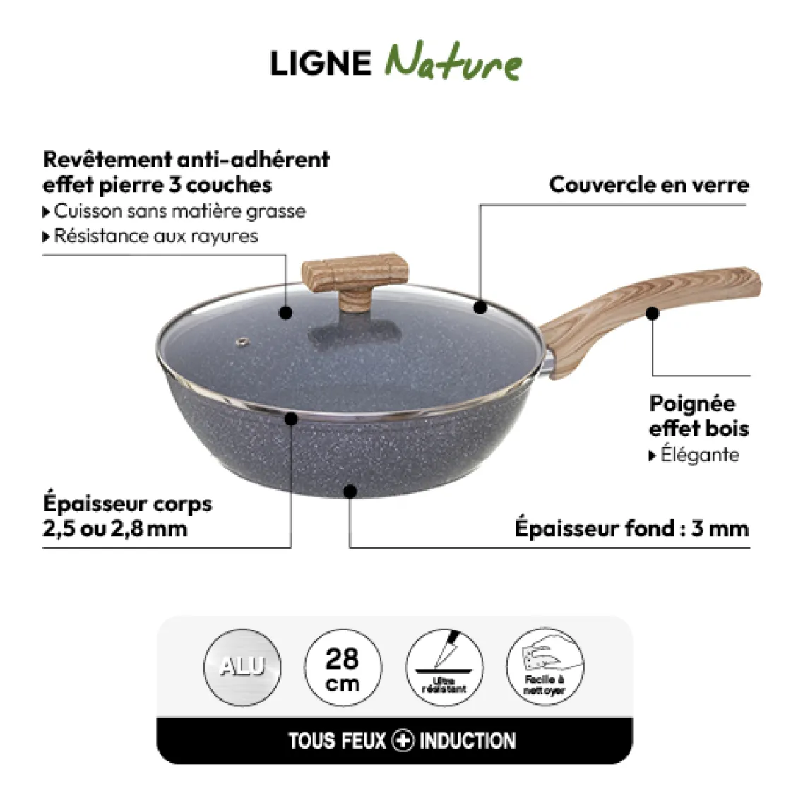 5five Sauteuse Aluminium forgé, 28 cm