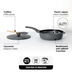 5five Sauteuse fonte d'aluminium gris, 28cm