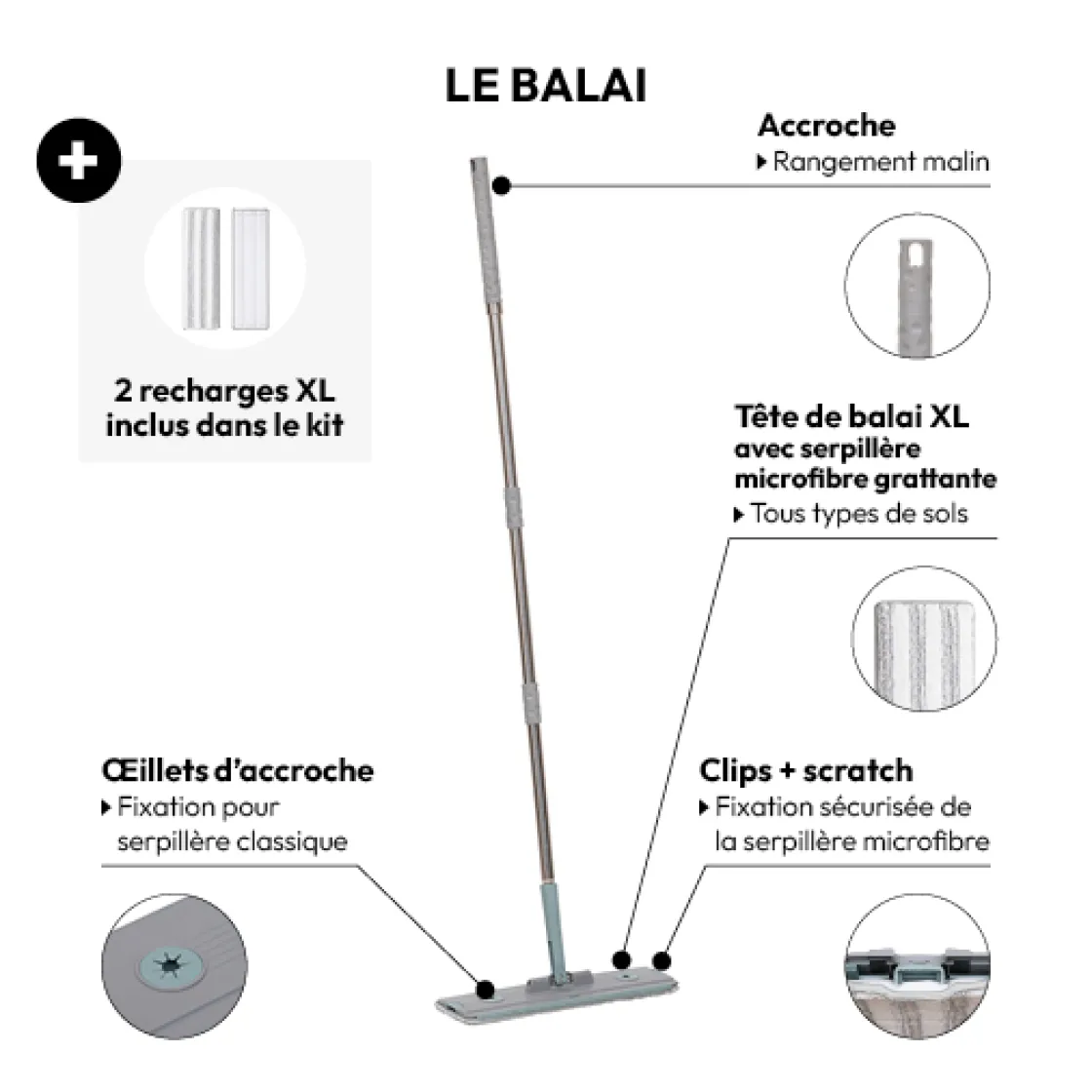 5five Seau essoreur et balai 2X6,5L
