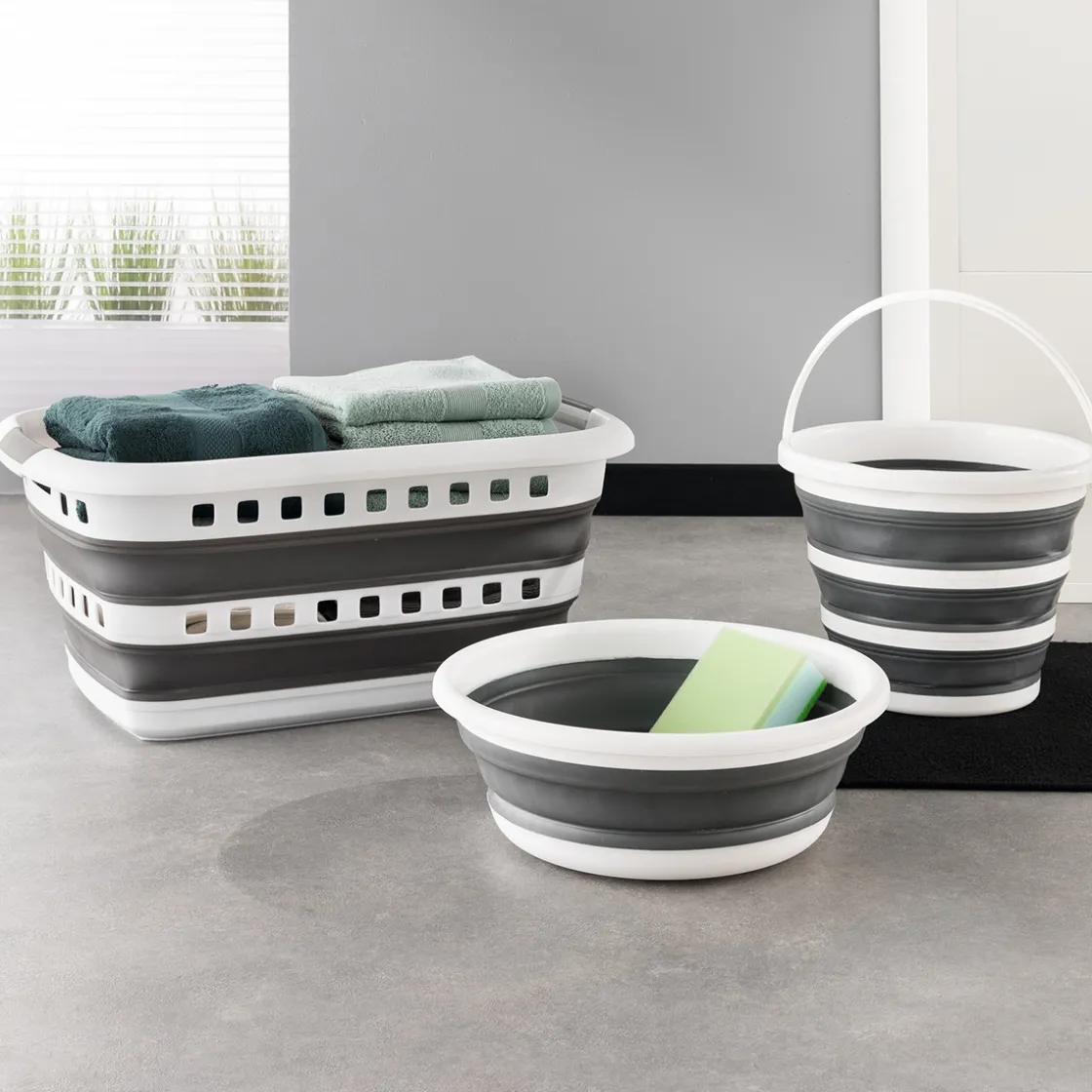 5five Seau pliable 10L - Blanc, gris