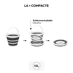 5five Seau pliable 10L - Blanc, gris