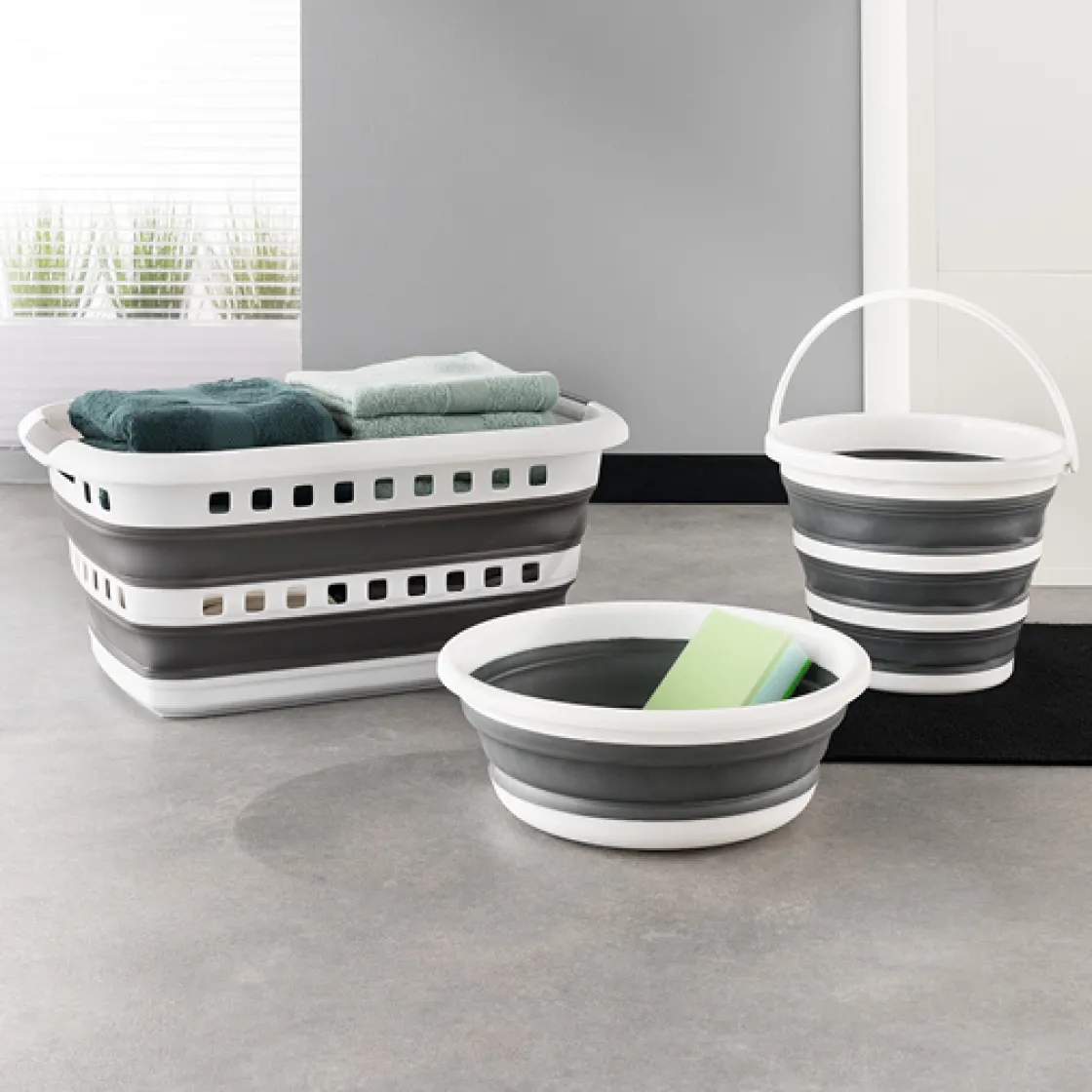 5five Seau pliable 10L - Blanc, gris