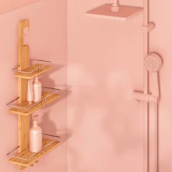 5five Serviteur de douche 3 niveaux, Métal bambou