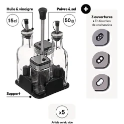 5five Set bouteille huille/vinaigre x4