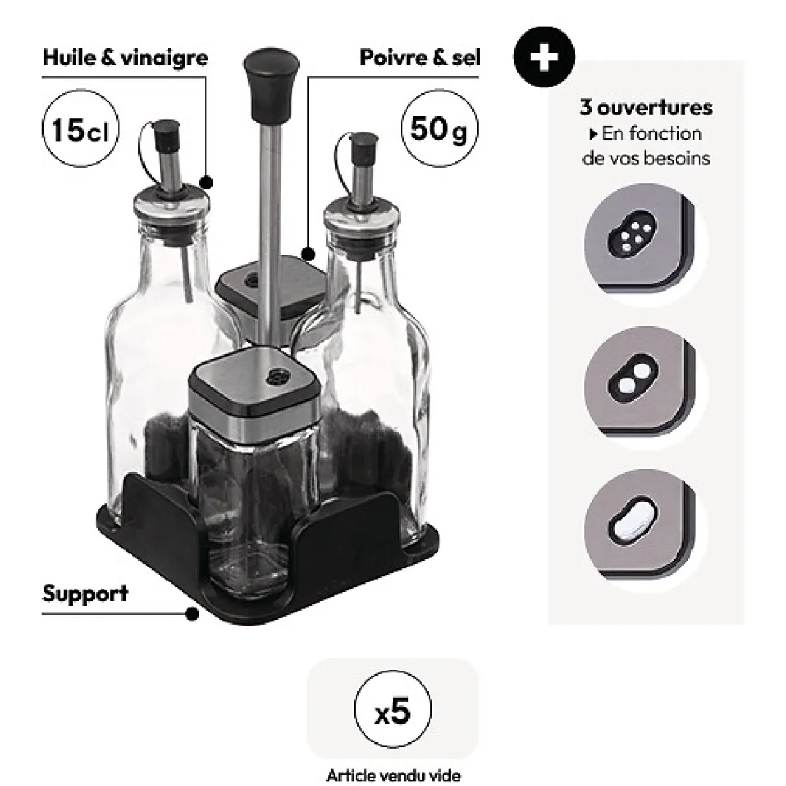 5five Set bouteille huille/vinaigre x4