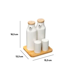 5five Set huile/vinaigre/poivre céramique, Blanc