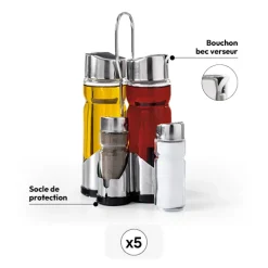5five Set huile/vinaigre/poivre/sel, verre