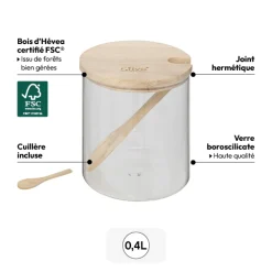 5five Sucrier en verre couvercle hévéa 0,4L