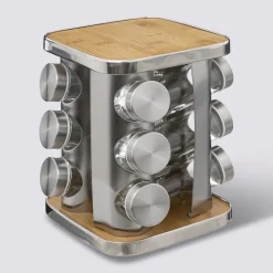 5five Support à épices x12 rotatif - Inox, Bambou