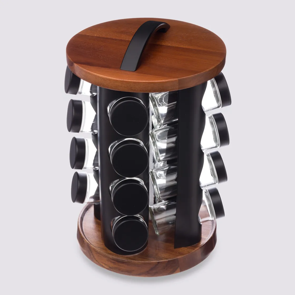 5five Support rotatif acacia 16 pots à épices