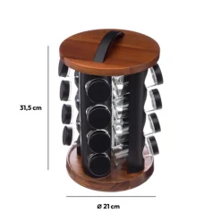 5five Support rotatif acacia 16 pots à épices