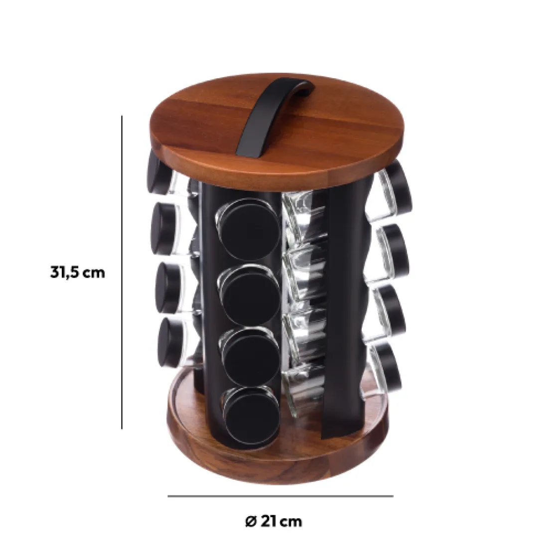 5five Support rotatif acacia 16 pots à épices