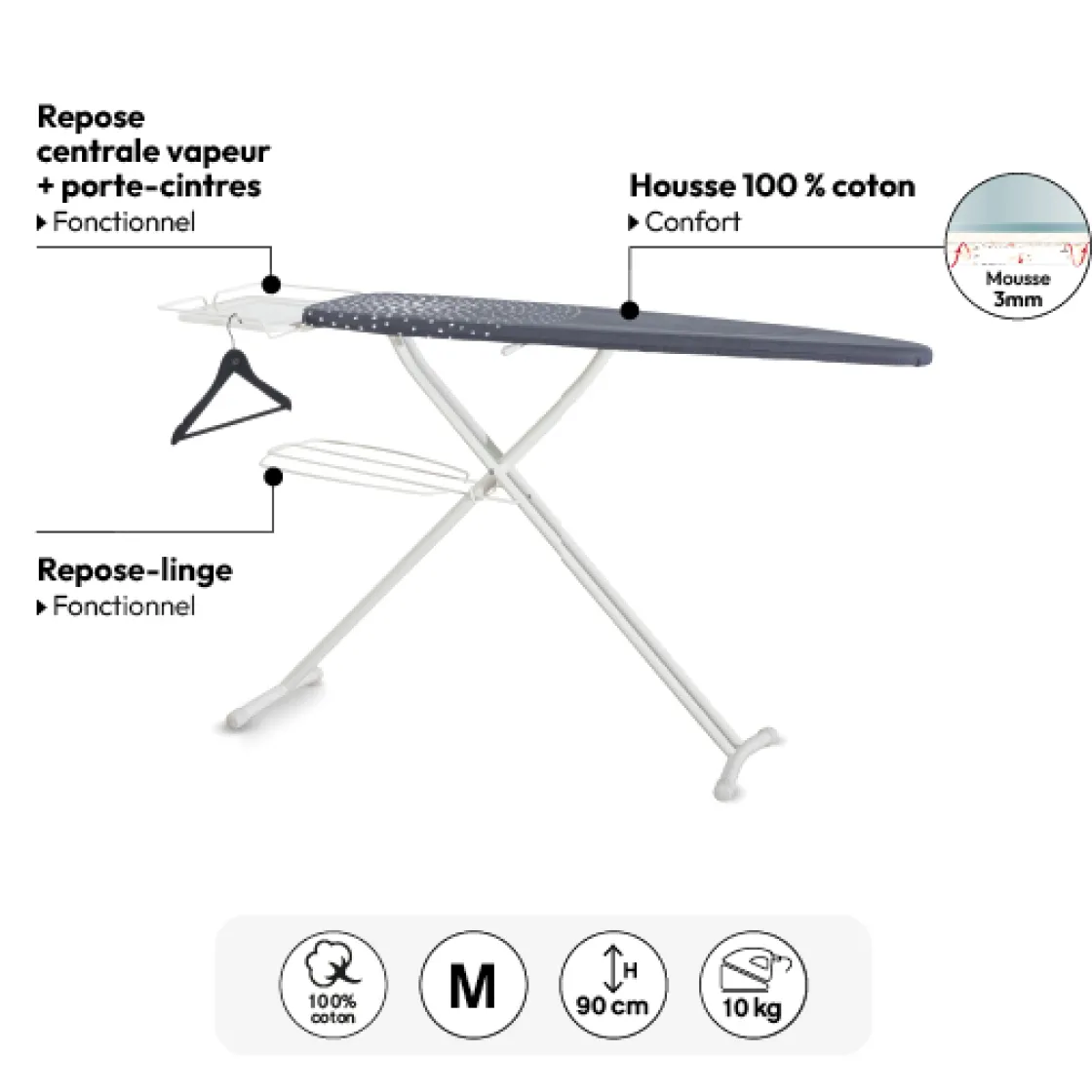 5five Table à repasser 124x40cm
