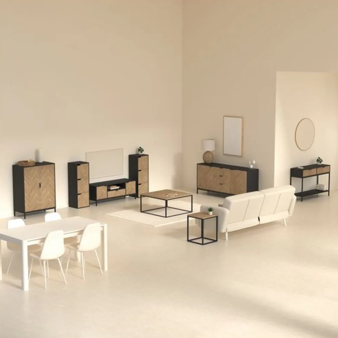 5five Table basse, Effet bois et noir