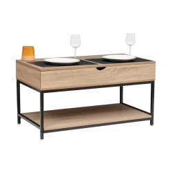 5five Table basse plateau relevable, Effet chêne naturel
